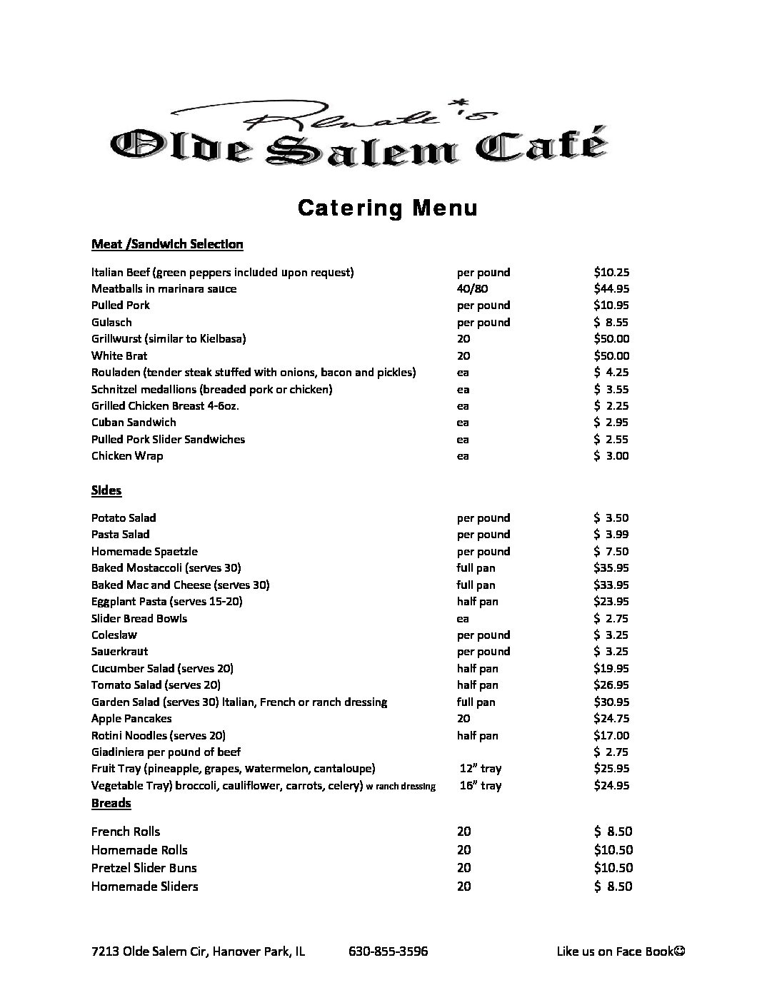 Catering Menu 2017 Catering Menu 2017